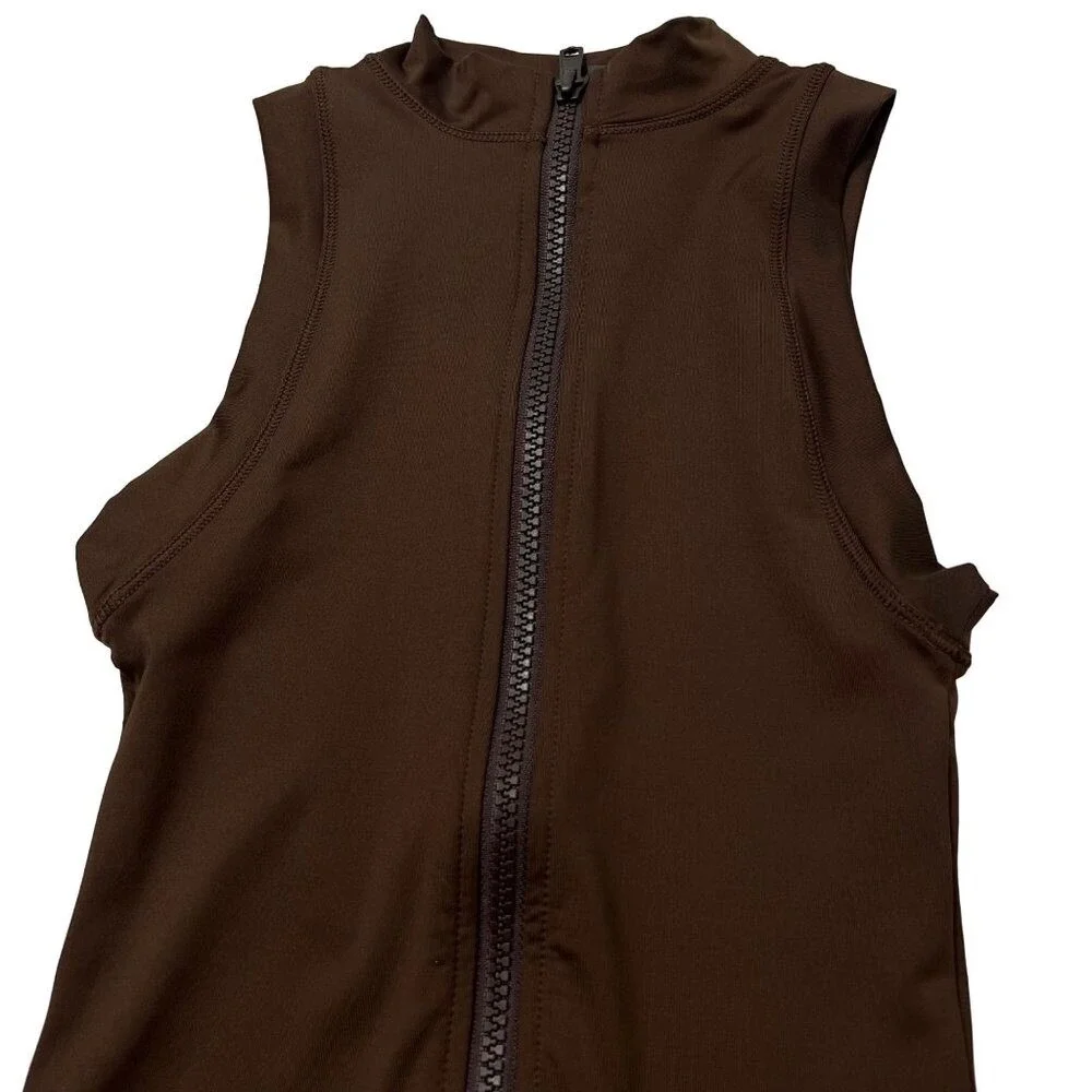 SKIMS Mock Neck Cycle Swimsuit Cocoa Womens XXS